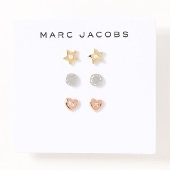 Marc Jacobs  Star, Circle, & Heart Post Earrings Set - Gold, Silver, Rose Gold - Picture 1 of 4